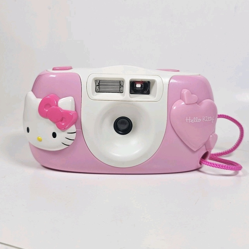 Hello Kitty Sanrio Camera 35 MM Film Pink Heart Strap VTG Collectible Not Workin
